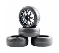Szwaldaper Lot de 4 pneus en Caoutchouc ABS for Voiture Tout-Terrain HSP, HPI, 1:10 Pneu RC(Black Wheel)
