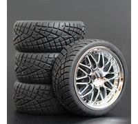 Szwaldaper Lot de 4 pneus en Caoutchouc for Voiture Course RC 1/10, Jantes Roue sur Route, for HSP, for HPI, pièce, diamètre 65 mm, 94123-94122 Pneus pour Voitures télécommandées(1008-8001)