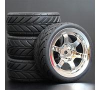 Szwaldaper Lot de 4 pneus en Caoutchouc for Voiture Course RC 1/10, Jantes Roue sur Route, for HSP, for HPI, pièce, diamètre 65 mm, 94123-94122 Pneus pour Voitures télécommandées(1001-6086)