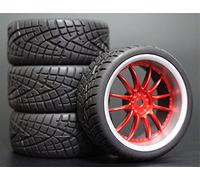 Szwaldaper Lot de 4 pneus Tourisme en Caoutchouc Souple for 1/10 RC Pneus pour Voitures télécommandées(9048-8001)