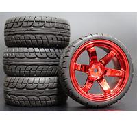 Szwaldaper Lot de 4 pneus Tourisme en Caoutchouc Souple for 1/10 RC Pneus pour Voitures télécommandées(707-8003)