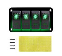 Szwaldaper Panneau de commutateurs de voiture Green4 Gang for bateau, tableau de bord en aluminium, disjoncteur à bascule à 5 broches ON OFF, for bateau, voiture, marine, camping-car, caravane