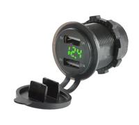 Szwaldaper Papier Szwald Voltmètre de Chargeur Voiture à Double Prise USB 12v 24v DC 3.1a 2.1a avec Affichage la Tension Prise de Charge intérieure(Green)