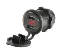 Szwaldaper Papier Szwald Voltmètre de Chargeur Voiture à Double Prise USB 12v 24v DC 3.1a 2.1a avec Affichage la Tension Prise de Charge intérieure(Rot)