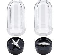 Szwaldaper Paquet de 2 tasses hautes 16OZ avec combinaison lames croisées et plates, for presse-agrumes Magic Bullet Blender 250W MB-1001 Couvercle de mixeur