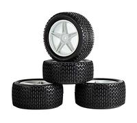 Szwaldaper Pneus en Caoutchouc ABS WheeI 2 Avant arrière, for HSP, 1:10 Buggy RC 66041-66051 Accessoire radiocommandé(White)