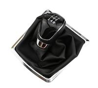 Szwaldaper Pommeau de levier de vitesse MT 5/6 vitesses, for Ford, Focus, 2 MK2 FL C-MAX 06-11 MK3 MK4, for Galaxy, guêtre de levier, housse en cuir(5 Black With Dust)