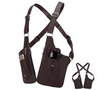 Szwaldaper Sac sous les bras caché antivol, pochette multi-poches à Double épaule unisexe étanche for les voyages en plein air au quotidien(Braun)