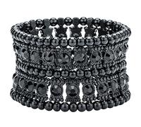 Szxc Bracelet manchette élastique avec strass pour femme Tour de poignet de 16,5 cm à 19,8 cm - Sans plomb ni nickel, 7 5 inch, Alliage, Cristal