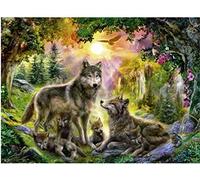 SZXDJM canevas point de croix kit complet adulte débutant-Paysage animal de loup-40x50cm DIY art broderie décorer à la maison adultes Noël Cadeau(Toile pré-imprimée 11CT)