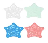 SZXMDKH 4 Pcs Filtre Evier Cuisine Silicone, Attrape Cheveux Douche avec Ventouse, Anti Bouche Evier Cuisine Étoile Filtre a Cheveux de Baignoire pour Salle de Bain Douche