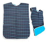 SZXMDKH Bavoirs imperméables lavables pour adultes, bavoirs de salle à manger, bavoirs de protection pour les personnes âgées, hommes et femmes, bleu, L