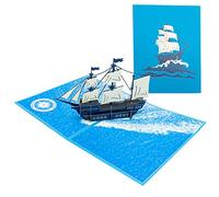 SZXMDKH Carte d'anniversaire pop-up, carte de voeux 3D, de grande qualité, fait à la main - Bateau à Voile sur la mer