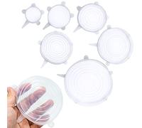 SZXMDKH Couvercle Silicone Alimentaire, Élastiques en Silicone - 6 couvercles ronds réglables différentes tailles pour aliments, réutilisables pour tasses, réfrigérateur, Bocaux