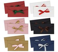 SZXMDKH Enveloppes Cadeaux Vintage avec Ruban - 12 pièces (6 couleurs) - 22 x 11 cm - Idéales pour les fêtes et les événements