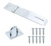 SZXMDKH Loquet de Cadenas Agrafe,1 Pièces Porte Fermoir Verrou de Porte Moraillon De Verrou en Acier Inoxydable 5 Pouces Avec Des Vis Porte Cabinet de Sécurité, Fermoir de Cadenas Argent