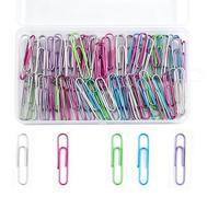 SZXMDKH Lot de 100 grands trombones en métal coloré de 5,1 cm avec boîte pour l'école, le bureau, la papeterie et les documents (50 mm, couleurs assorties)