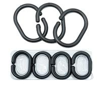 SZXMDKH Lot de 12 anneaux coulissants en plastique pour rideau de douche Noir ring001