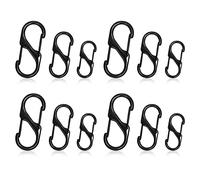 SZXMDKH Lot de 12 mousquetons en S pour porte-clés, 3 tailles à double ouverture à ressort, mousqueton de verrouillage en S, boucle à double clip pour randonnée, pêche, camping