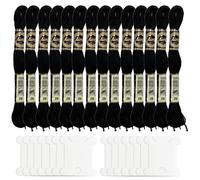 SZXMDKH Lot de 14 écheveaux de fil à broder noir pour point de croix