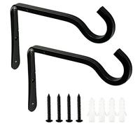 SZXMDKH Lot de 2 supports de panier à suspendre, crochets muraux pour jardin, pelouse, pots de fleurs, mangeoires, lanternes, carillons éoliens (noir)