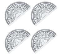 SZXMDKH Lot de 4 rapporteurs en plastique pour mesurer l'angle des étudiants en mathématiques à 180 degrés, 10,2 cm, transparent
