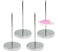 SZXMDKH Lot de 4 supports de notes en papier avec base ronde, support droit en métal pour restaurant, cuisine, hôtel, bureau (argenté)