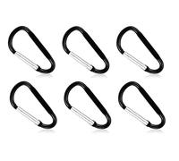 SZXMDKH Lot de 6 petits mousquetons avec anneau en D pour l'extérieur, la pêche, la randonnée, les voyages (noir, taille M)