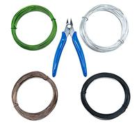 SZXMDKH Lot de 8 rouleaux de fil en aluminium de 1 mm pour bonsaï 500 m au total pour la formation de bonsaï et les loisirs créatifs avec pinces (noir, 2 marrons, 2 argentés, 2 verts)