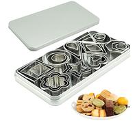 SZXMDKH Lot de mini emporte-pièces - 30 petits moules pour découper la pâte, la croûte à gâteau et les fruits - Cœur rond - Triangle carré - Gouttes de pluie ovales - Cutter géométrique mnmh030,