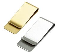 SZXMDKH Mince Pince à Billets en Métal 2 Pcs Portefeuille Clips Porte-Cartes pour Crédit Ticket Espèces Document Fixe Cadeau pour Hommes et Femmes (Argent Or)
