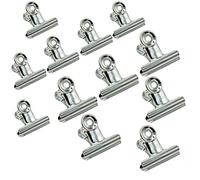 SZXMDKH Pinces à charnière en métal grand, 12 Pack argent Bulldog trombone pince/argent fichier Binder clips pour photos, photos, fournitures de bureau à domicile (50 mm, 63 mm)