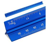 SZXMDKH Règle triangulaire en métal 30 cm pour architectes 1/20 1/25 1/50 1/75 1/100 1/150 (bleu)