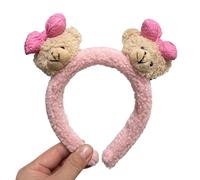SZYDD - Bandeau avec nœud et ours de bande dessinée, bandeau en peluche avec nœud poilu et ours pour fête du Nouvel An, bande de lavage pour filles, bandeau amusant pour enfants