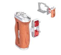 SZZCNOX Poignée latérale universelle en bois pour cage d'appareil photo gauche et droite, poignée latérale ergonomique pour cage à lapin, avec support de griffe et trou de vis de 6,35 mm / 3/8
