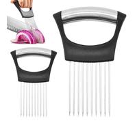 SZZETK 2 Pièces Coupe-oignons en Acier Inoxydable, Porte Tranche Oignons, Fourchette à Oignon, Coupe-Oignon en Acier Inoxydable, Aide à la Découpe Pour Viande, Oignons, Pommes de Terre,Tomates,Citrons
