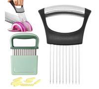 SZZETK Coupe Oignon et Couteau Ondulé à Frites, Coupe-Oignons en Acier Inoxydable, Porte Tranche Oignons, Couteau Ondulé, Pour Viande, Oignons, Pommes de Terre, Tomates, Citrons