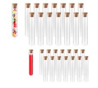 SZZETK Lot de 30 tubes à essai en plastique transparent avec liège, parfaits pour les fleurs, les laboratoires, les épices, les mariages, les cadeaux d'invités