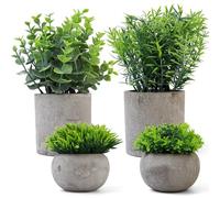 SZZHIYONG Lot de 4 Mini Plantes artificielles comme de Vraies Petites Plantes artificielles Eucalyptus pour décoration Salon, Chambre à Coucher, Salle de Bain, Cuisine, Bureau, Maison, Balcon