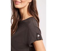 Street One – T-shirt femme LTD QR, col rond et détails à boutons – Marron 40