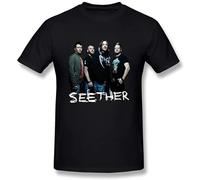 T-33B Men's Seether Band Music T Shirt Unisex 100% Cotton Short-Sleeve T-Shirts Black XL