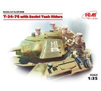 T-34-76 With Soviet Tank Riders 1:3 5 Plastique Model Kit Icm