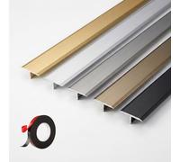 T-Barre De Sol Extra-Plate 2.7m - Passage De Porte Sécurisé Robot Aspirateur - Joint De Dilatation Aluminium for Couloir Chambre - Pose Adhésive Rapide(Black,3pcs*90 * 5cm)