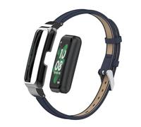 T-BLUER Bracelet compatible avec Huawei Band 8,bracelet de rechange en cuir avec cadre en métal pour Huawei Band 7/8 Bleu