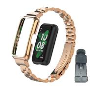 T-BLUER Bracelet Compatible avec Huawei Band 9/8 /7 Bracelets,Bracelet de Remplacement en Acier Inoxydable avec Armature Métallique pour Huawei Band 7/8/9 Femme Homme Or Rose