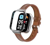 T-BLUER Bracelet compatible avec Xiaomi Redmi Watch 3 Active,Bracelet en Cuir de Remplacement Accessoires de Poignet avec Cadre Métallique pour Redmi Watch 3 Active Smartwatch,Marron
