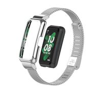 T-BLUER Bracelet de rechange en acier inoxydable compatible avec Huawei Band 8,avec cadre en métal pour Huawei Band 7/8 Argent