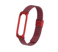 T-BLUER Bracelet de Remplacement pour Xiaomi Mi Band 4/Mi Band 3,Accessoires WatchBand de Bracelet de Dragonne en Métal D'acier Inoxydable pour Xiaomi MiBand 4/Miband 3,Rouge