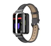 T-BLUER Bracelets compatibles avec Xiaomi Smart Band 9 Active/Redmi Band 3, bracelet de rechange en cuir avec cadre en métal pour Redmi Band 3 femme homme noir