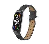 T-BLUER Compatible avec Xiaomi Mi Band 7 Bracelets,Accessoires de Bracelet en Cuir de Remplacement avec Cadre en Métal pour Xiaomi Mi Band 7 Intelligent Bracelet,Noir